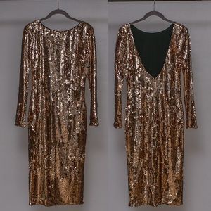 Dress The Population gold sequin dress size L